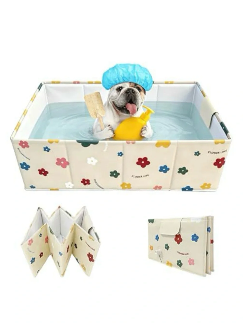 Floral Foldable Storage Bin in Cream with Multicolor Flowers